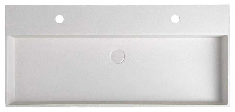 QUADRADO betonové dvojumyvadlo včetně výpusti, 96x44cm, bílý pískovec AR475