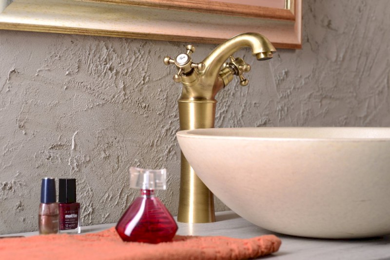 ANTEA stojánková umyvadlová baterie vysoká s výpustí, výška 245mm, bronz 3176L