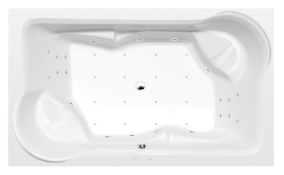 DUO hydromasážní vana, 200x120x45cm, Attraction Hydro-Air, chrom 16111.4010