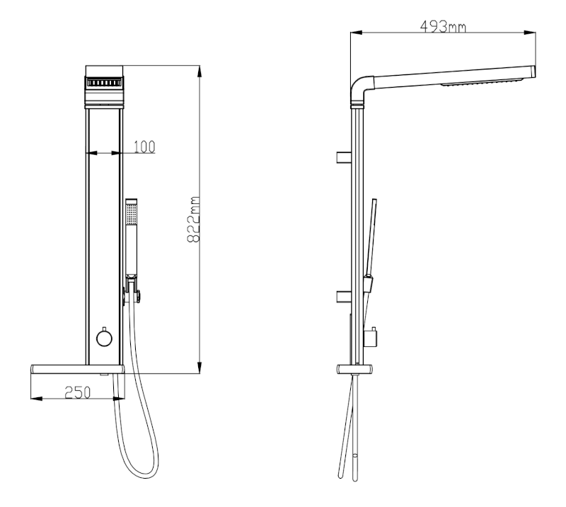 ROME sprchový sloup k napojení na baterii, hlavová, ruční sprcha, chrom SL760