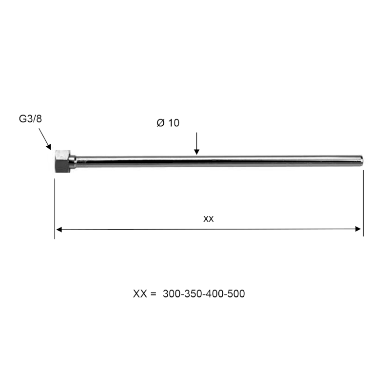 Pevná připojovací trubka průměr 10 mm, F 3/8', 40 cm, chrom TWC63