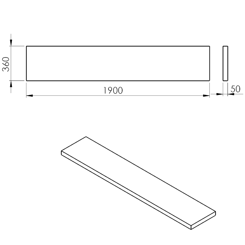 AVICE deska pod umyvadlo 190x36cm, tl.5cm, dub Rover AV1964