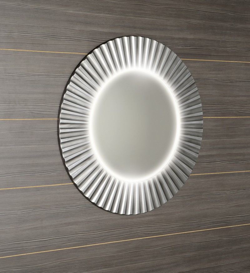 PRIDE STRIP kulaté zrcadlo s LED osvětlením v rámu ø 75cm, stříbrná PD752