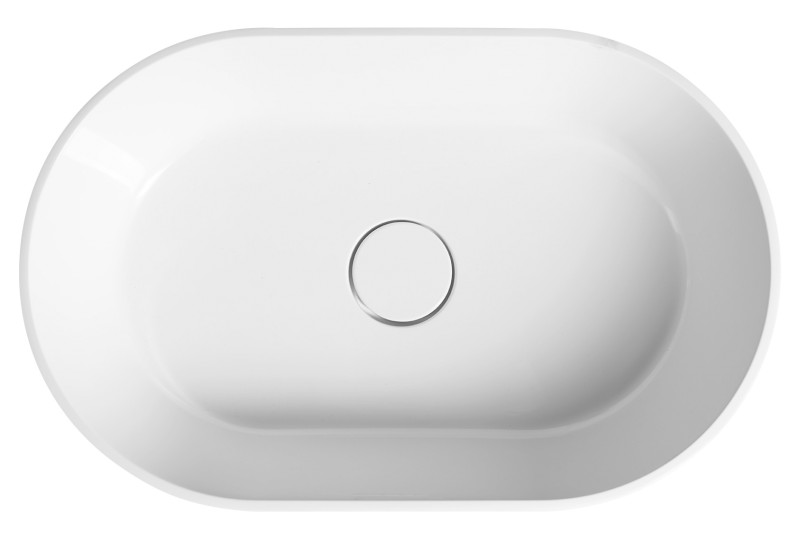 GERANO umyvadlo na desku, litý mramor, 60x38cm, kryt výpusti, bílá GN600