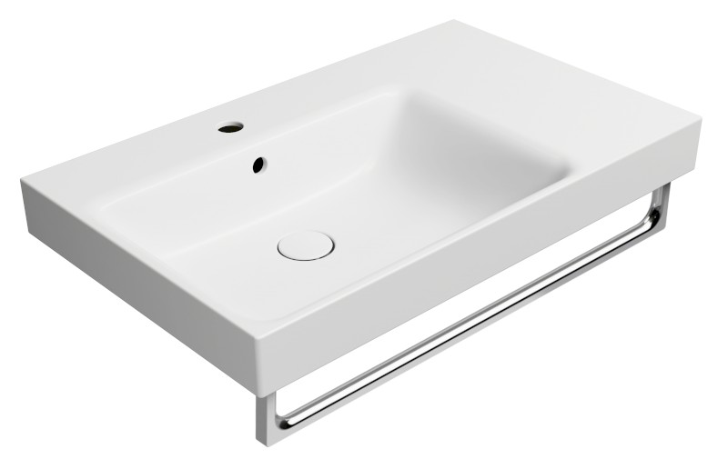 NUBES keramické umyvadlo 80x50cm, s odkládací plochou vpravo, bílá mat 9629109