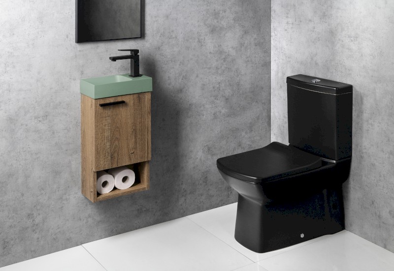 PICCOLINO betonové umývátko 30,8x17cm, baterie vpravo, zelená mat PK30523