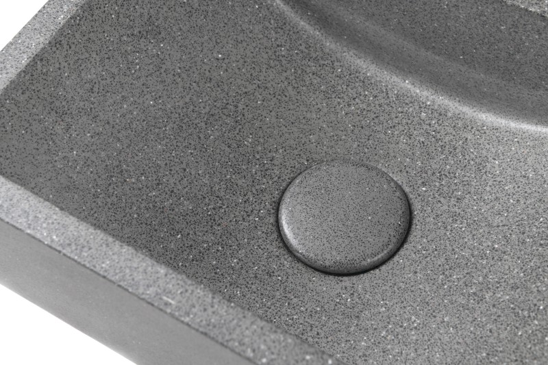 CREST R betonové umývátko, nástěnné, včetně výpusti, 40x22cm, černý granit AR409