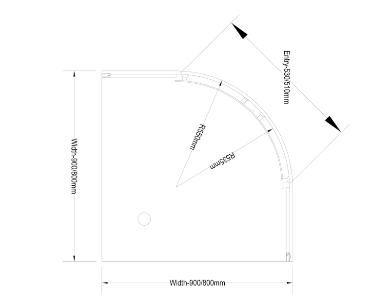 ARLETA čtvrtkruhová sprchová zástěna 900x900mm, čiré sklo HLS900Y