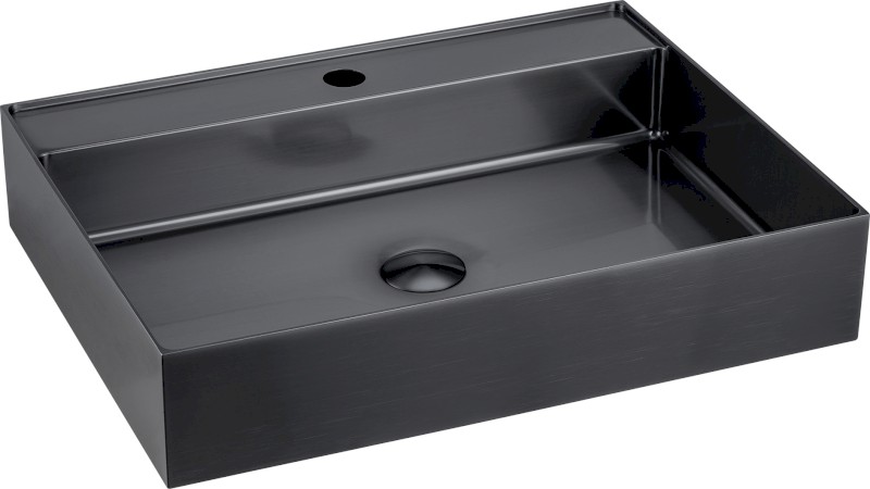 AURUM nerezové nástěnné umyvadlo, 55x42cm, včetně výpusti, gun metal AU102