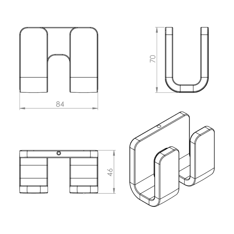 OUTLINE dvojitý háček, chrom 322813