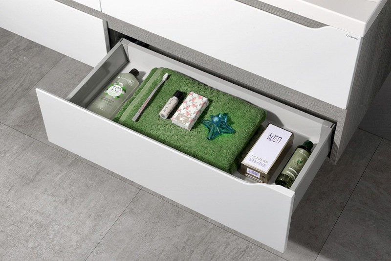 WAVE dvojumyvadlová skříňka 149,7x50x47,8cm, bílá/dub stříbrný WA150-3011