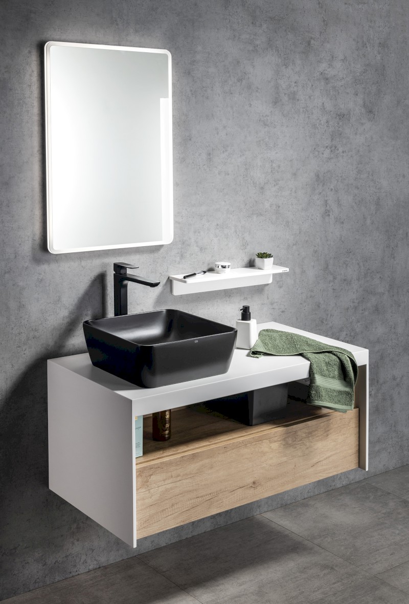 VIERA umyvadlová skříňka 100x44x50cm, bílá mat/dub Alabama VA100-2222