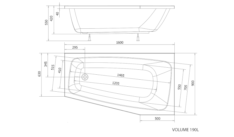 BEROUNKA rohová vana 160x90x42cm, levá, bílá A1690