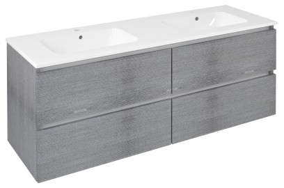 EZARA dvojumyvadlová skříňka 140x55x46cm, dub stříbrný EZ141-1111