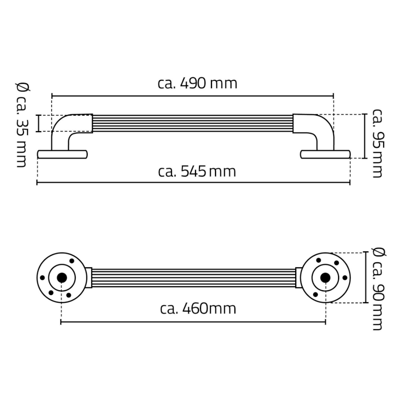 Pevnostní madlo plastové, 450mm, černá A1014510