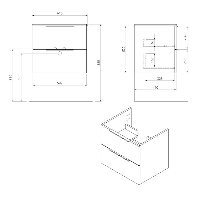 CIRASA umyvadlová skříňka 59,2x52x46cm, dub stříbrný CR611-1111
