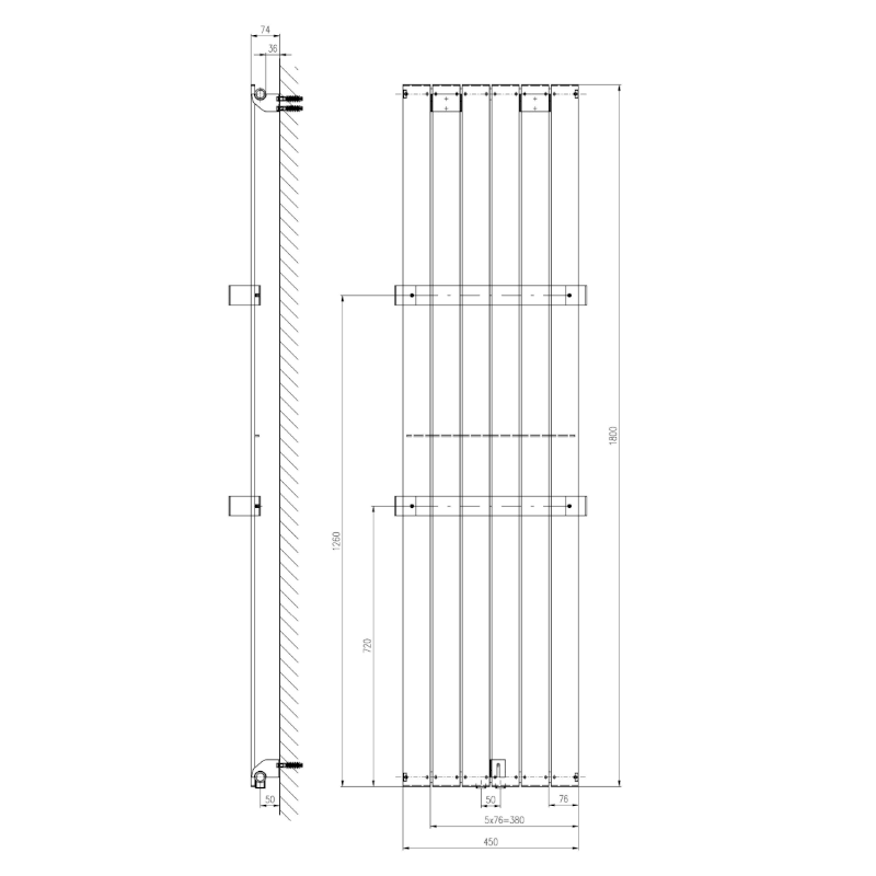COLONNA otopné těleso 450x1800mm, břidlice s texturou IR147