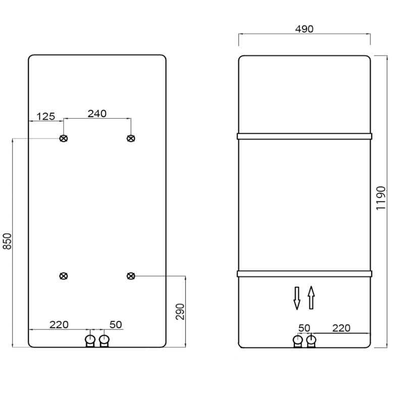 TABELLA otopné těleso 490x1190 mm, bílá mat MI1149