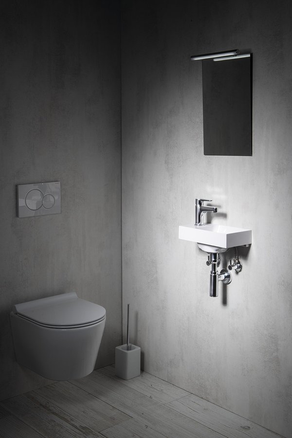 PICCOLINO umývátko 30,8x17cm, litý mramor, baterie vlevo, bílá PK300