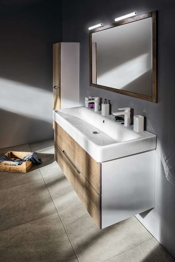 MEDIENA umyvadlová skříňka 117x51x48,5cm, bílá mat/dub graphite MD121