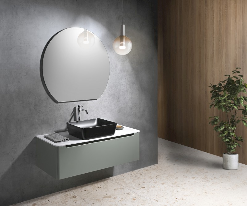 SAND/NUBES keramické umyvadlo na desku 50x38cm, černá mat 903726