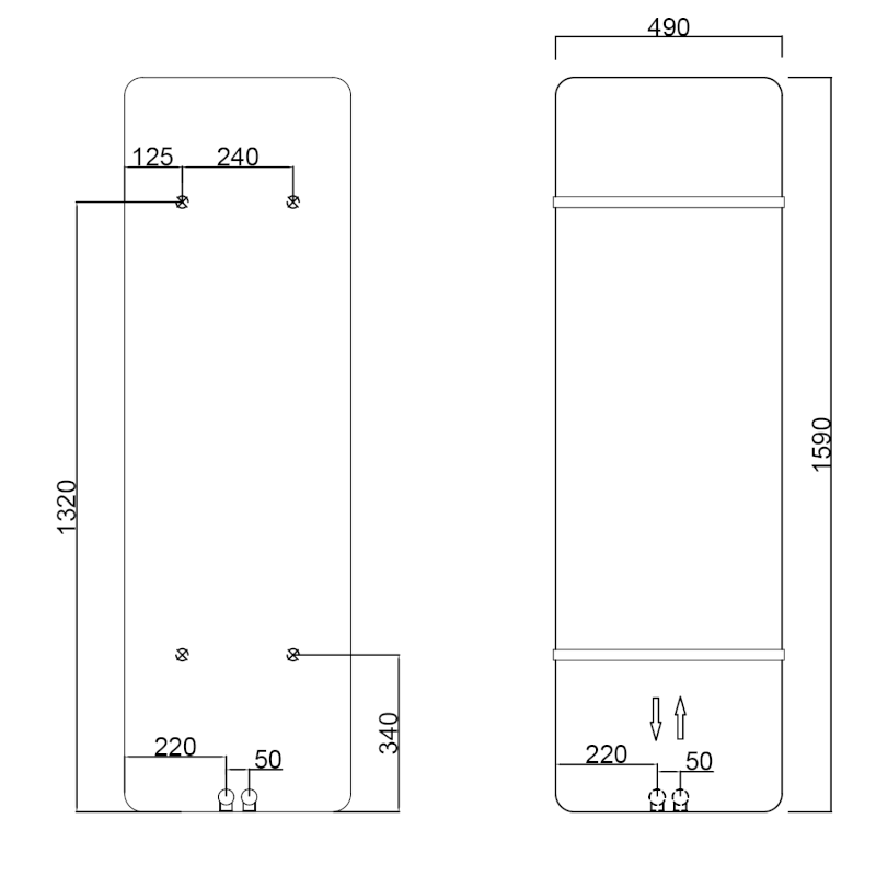 TABELLA otopné těleso 490x1590 mm, černá mat MI1547