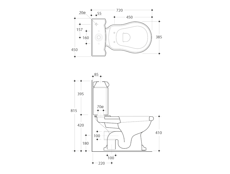 RETRO nádržka k WC kombi, černá mat 108131