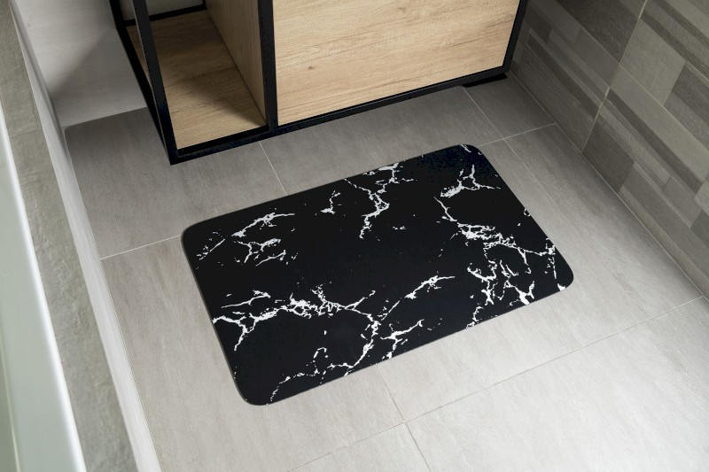 Koupelnová předložka 50x80cm, absorpční, černá/mramor PCD011