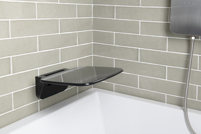 SAAP BLACK sklopné sedátko do sprchového koutu, 35x32,8cm, černá CW1220B