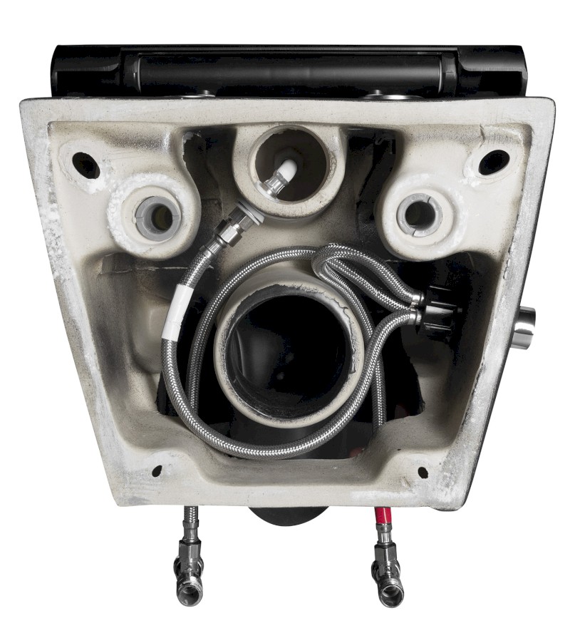 AVVA CLEANWASH závěsná WC mísa, integrovaná baterie a bidet. sprška, Rimless, 35,5x53cm, černá mat 100315-110