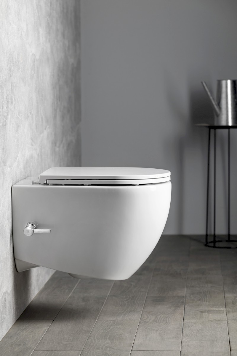 INFINITY CLEANWASH závěsná WC mísa, integrovaná baterie a bidet. sprška, Rimless, 36,5x53cm, bílá 10NFS1005I