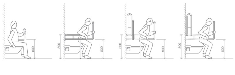 HANDICAP nástěnné madlo LEVÉ 810x550mm, bílá XH522W