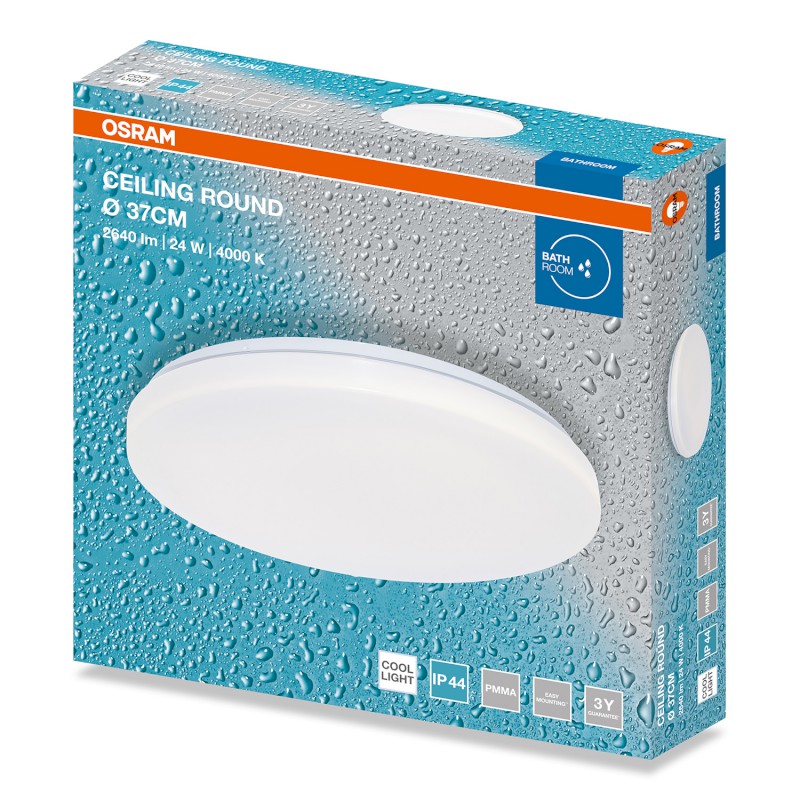 Koupelnové stropní svítidlo, ø 325mm, OSRAM,2640lm, 24W, 4000K, IP44 AC832790055