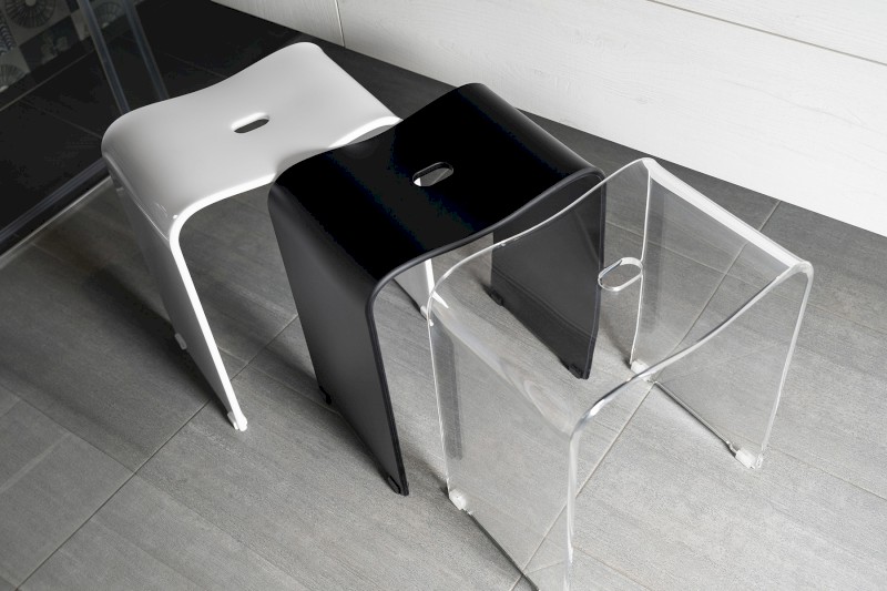 TRENDY koupelnová stolička 40x48x27,5cm, čirá A211100