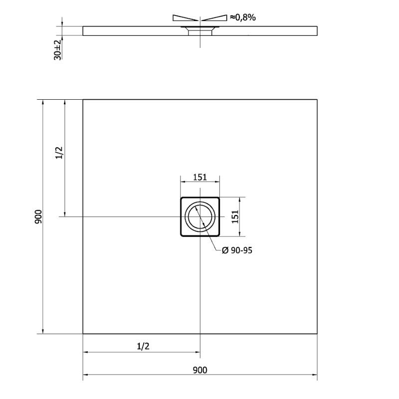 FLEXIA vanička z litého mramoru s možností úpravy rozměru, 90x90cm, šedá mat 71546.31
