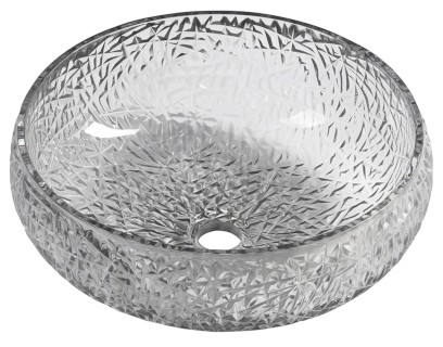 GAVIOTA skleněné gravírované umyvadlo na desku Ø 42cm, černá TY306