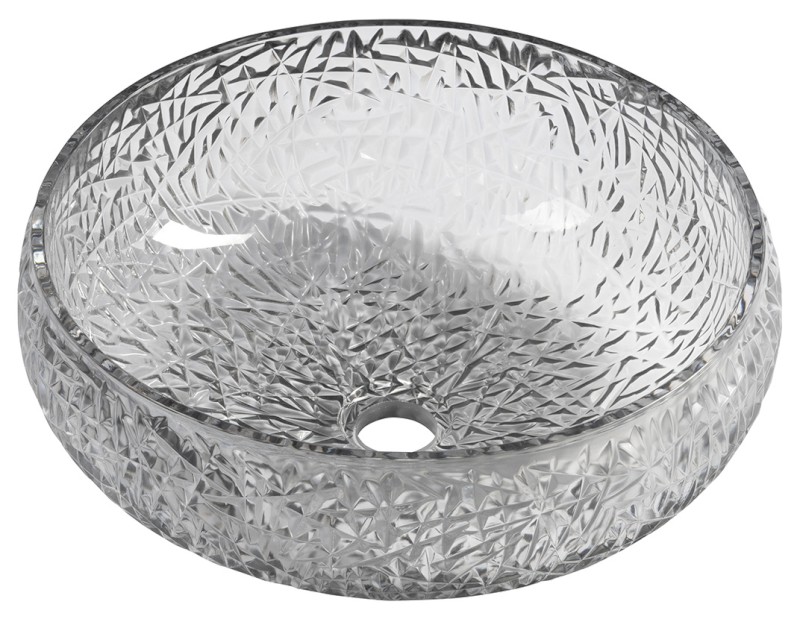 GAVIOTA skleněné gravírované umyvadlo na desku Ø 42cm, černá TY306