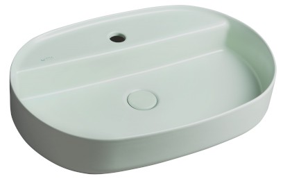 INFINITY OVAL keramické umyvadlo na desku, 60x40cm, zelená mint 10NF65060-2T