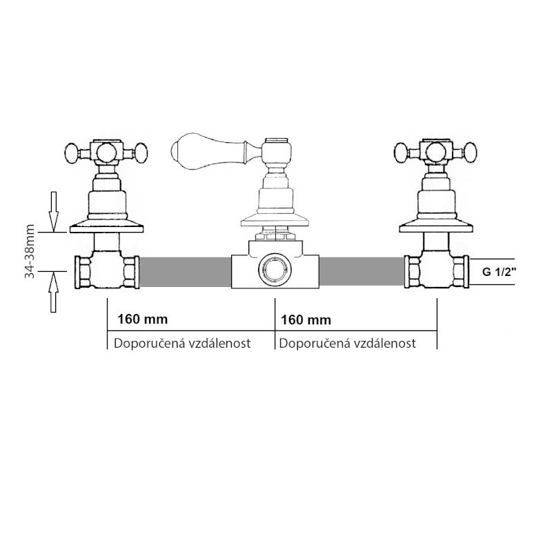 ANTEA podomítková sprchová baterie, 2 výstupy, růžové zlato SET305-107