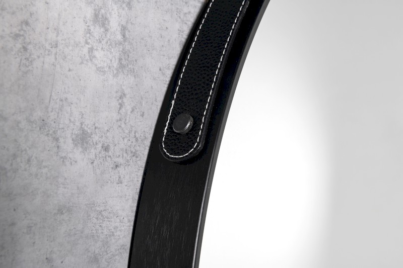 STAGO kulaté zrcadlo ø 60cm, kožený pásek, černá mat SG065