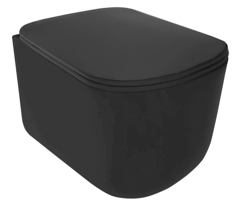 TRIBECA závěsná WC mísa, Rimless, 35x54cm, černá mat 511431