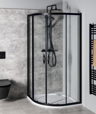 SIGMA SIMPLY BLACK čtvrtkruhová sprchová zástěna 1000x1000 mm, R550, čiré sklo GS5510B