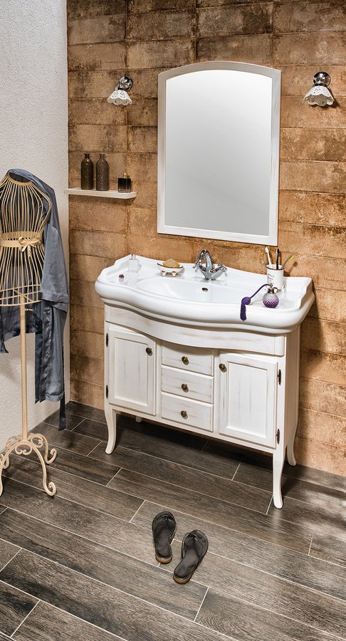 RETRO umyvadlová skříňka 89x80x48cm, starobílá 1621