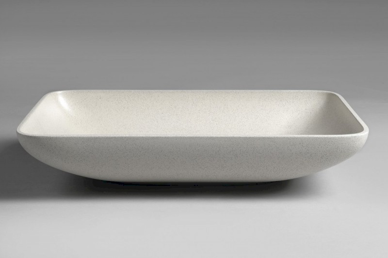 INFRANE betonové umyvadlo na desku, včetně výpusti, 57x37cm, bílý pískovec AR460