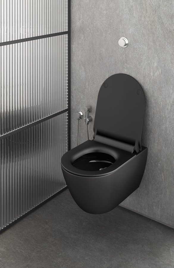 PURA závěsná WC mísa, Swirlflush, 36x55cm, černá dual-mat 881526