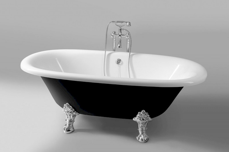 REGATA volně stojící vana 175x85x61cm, nohy chrom mat, černá/bílá 10251