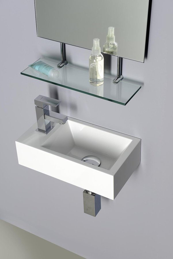 AMAROK umývátko, litý mramor, 40x22cm, baterie vlevo, bílá AR400