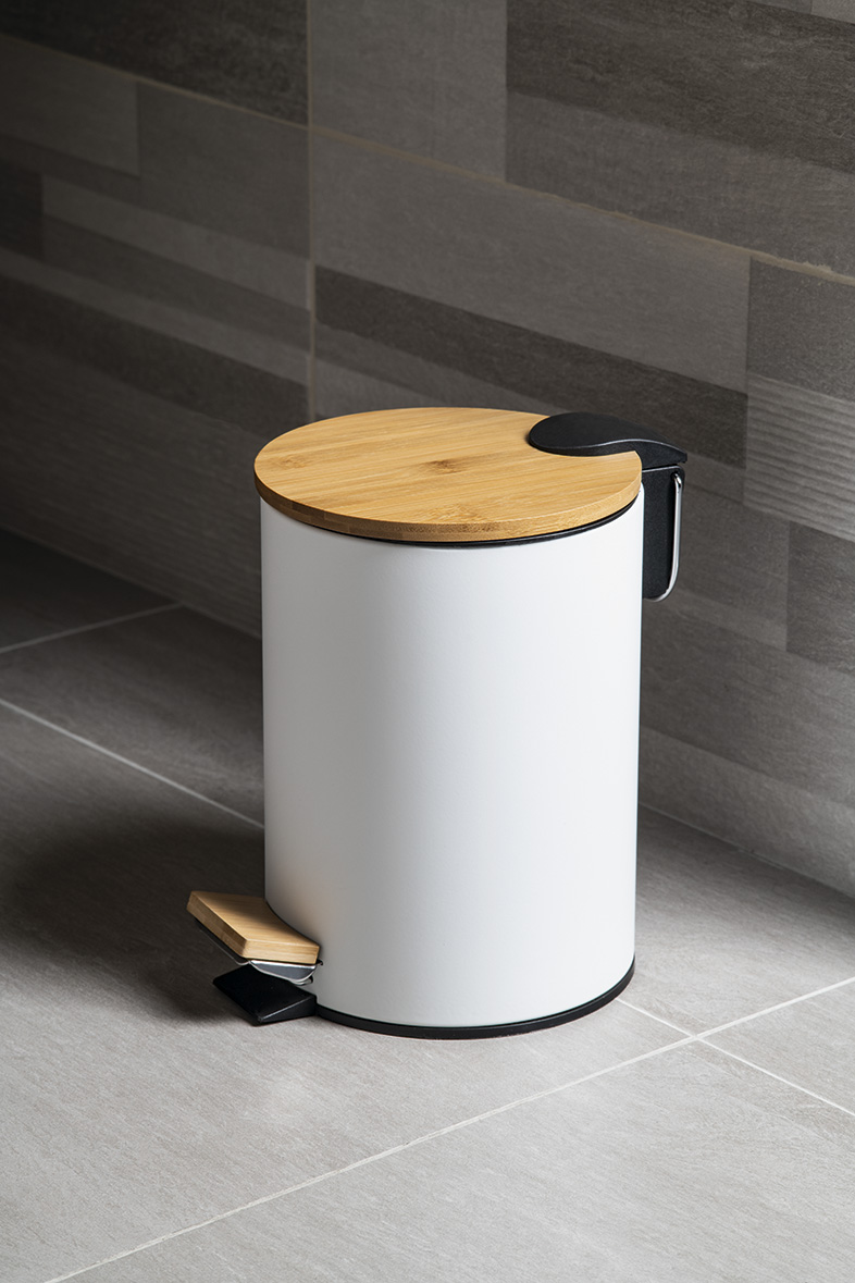 BAMBUS odpadkový koš kulatý 5l, Soft Close, bílá mat BI007