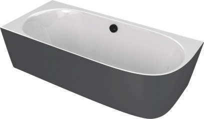 SUSSI L rohová stojící vana litý mramor 160x70x49,5cm, bílá/antracit mat 90191L.52