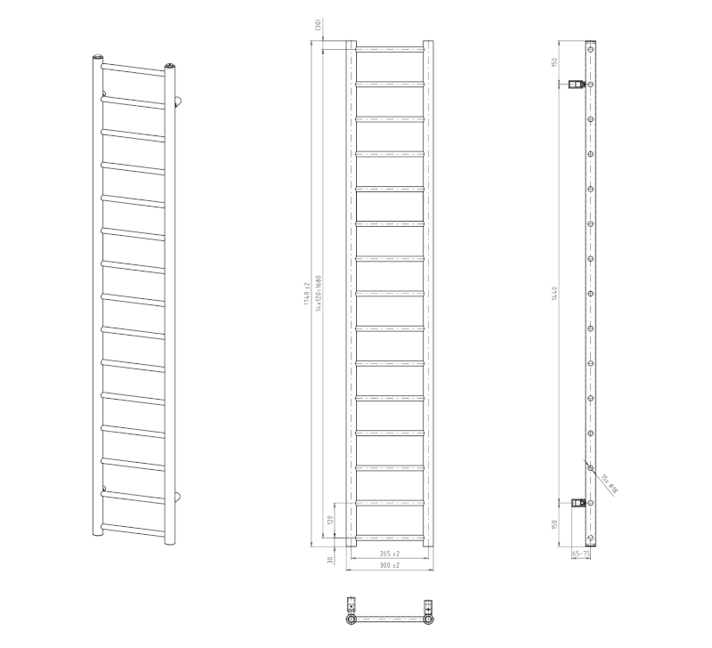 DINA otopné těleso 300x1740 mm, verde mat IR376V